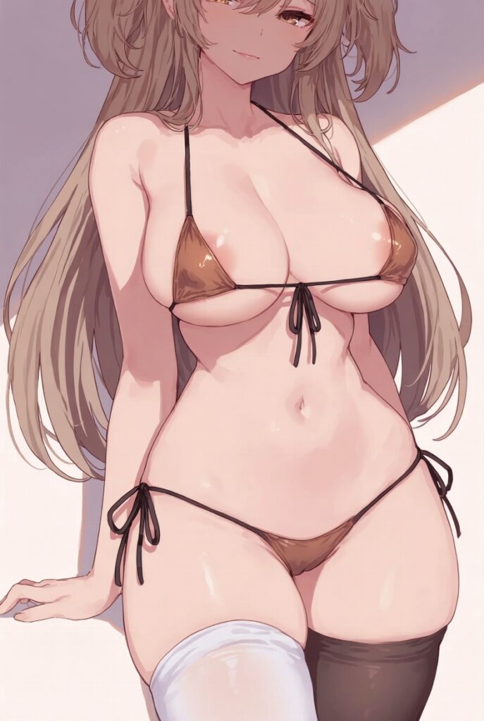 【二次】AIで叶えるフェチ画像【ビキニ_おっぱいポロリ_ニーソ】30選_14-687x1024