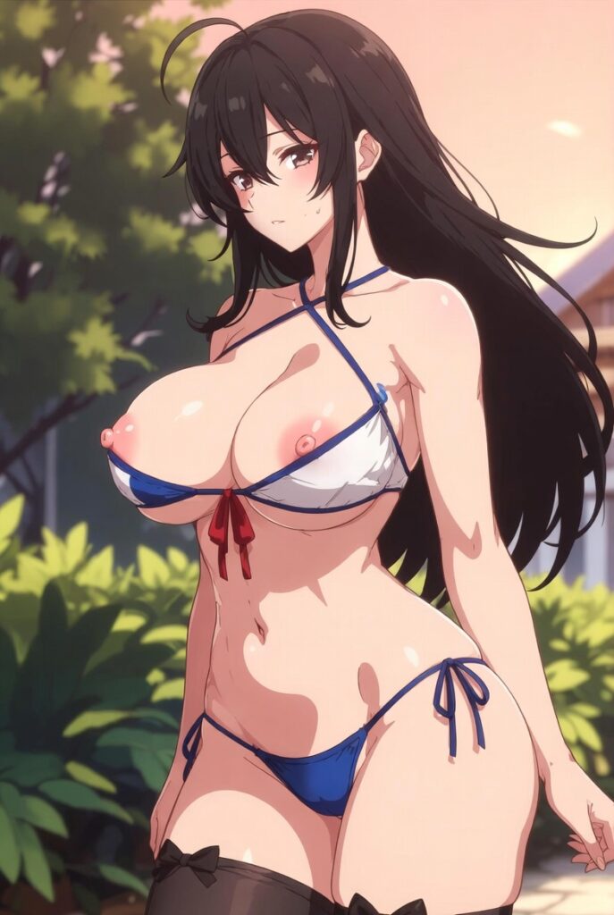 【二次】AIで叶えるフェチ画像【ビキニ_おっぱいポロリ_ニーソ】30選_20-687x1024