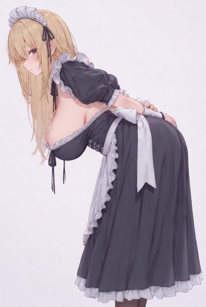 【二次】AIで叶えるフェチ画像【メイド_谷間_垂れ乳_前屈み】30枚_18-687x1024