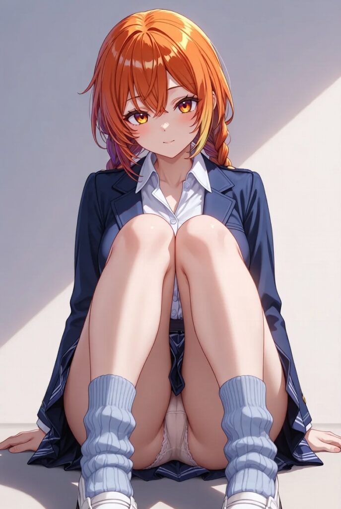 【二次】AIで叶えるフェチ画像【制服_ルーズソックス_しゃがみ_パンチラ】30枚_09-687x1024