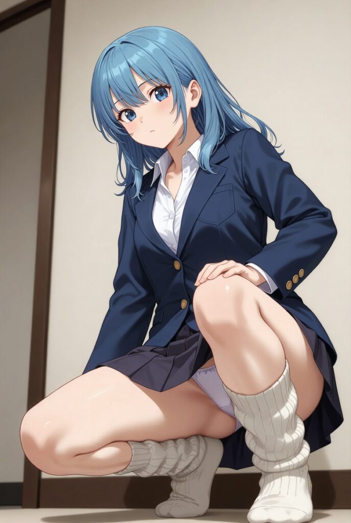 【二次】AIで叶えるフェチ画像【制服_ルーズソックス_しゃがみ_パンチラ】30枚_12-687x1024