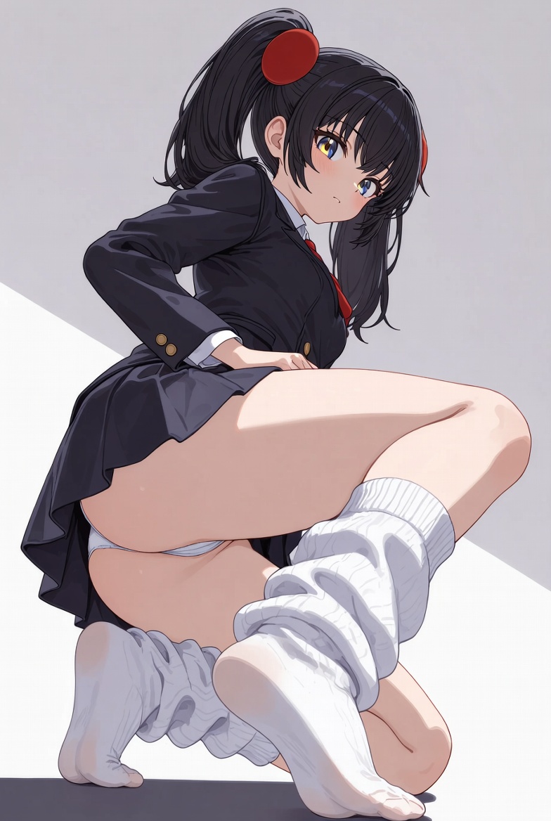 【二次】AIで叶えるフェチ画像【制服_ルーズソックス_しゃがみ_パンチラ】30枚_16