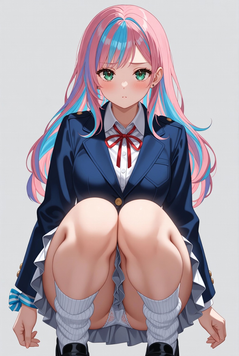 【二次】AIで叶えるフェチ画像【制服_ルーズソックス_しゃがみ_パンチラ】30枚_17