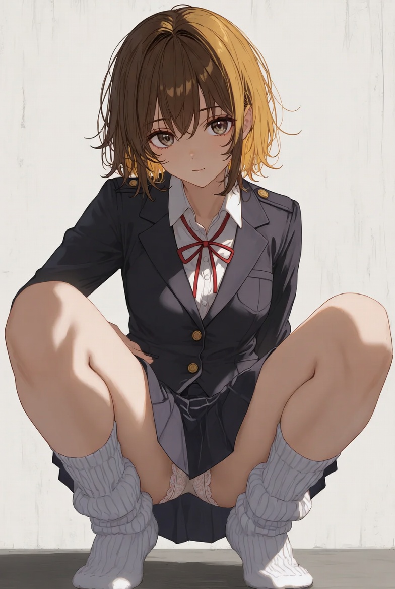 【二次】AIで叶えるフェチ画像【制服_ルーズソックス_しゃがみ_パンチラ】30枚_22