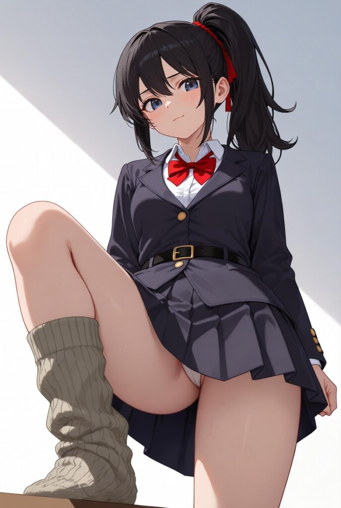 【二次】AIで叶えるフェチ画像【制服_ルーズソックス_しゃがみ_パンチラ】30枚_27-687x1024