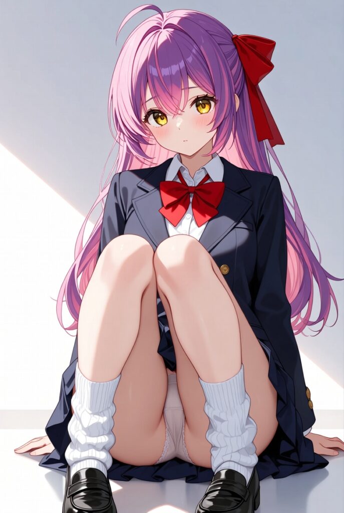 【二次】AIで叶えるフェチ画像【制服_ルーズソックス_しゃがみ_パンチラ】30枚_29-687x1024