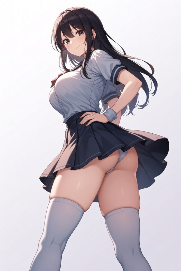 【二次】AIで叶えるフェチ画像【太い太もも_ニーソ_ミニスカ_パンチラ】30選_05-687x1024