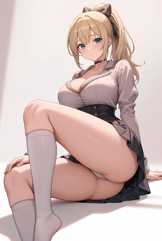 【二次】AIで叶えるフェチ画像【太い太もも_ニーソ_ミニスカ_パンチラ】30選_16-687x1024