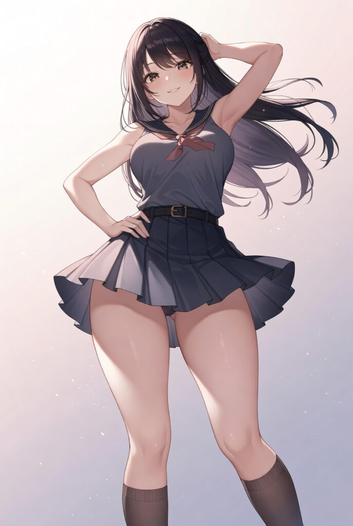 【二次】AIで叶えるフェチ画像【太い太もも_ニーソ_ミニスカ_パンチラ】30選_22-687x1024