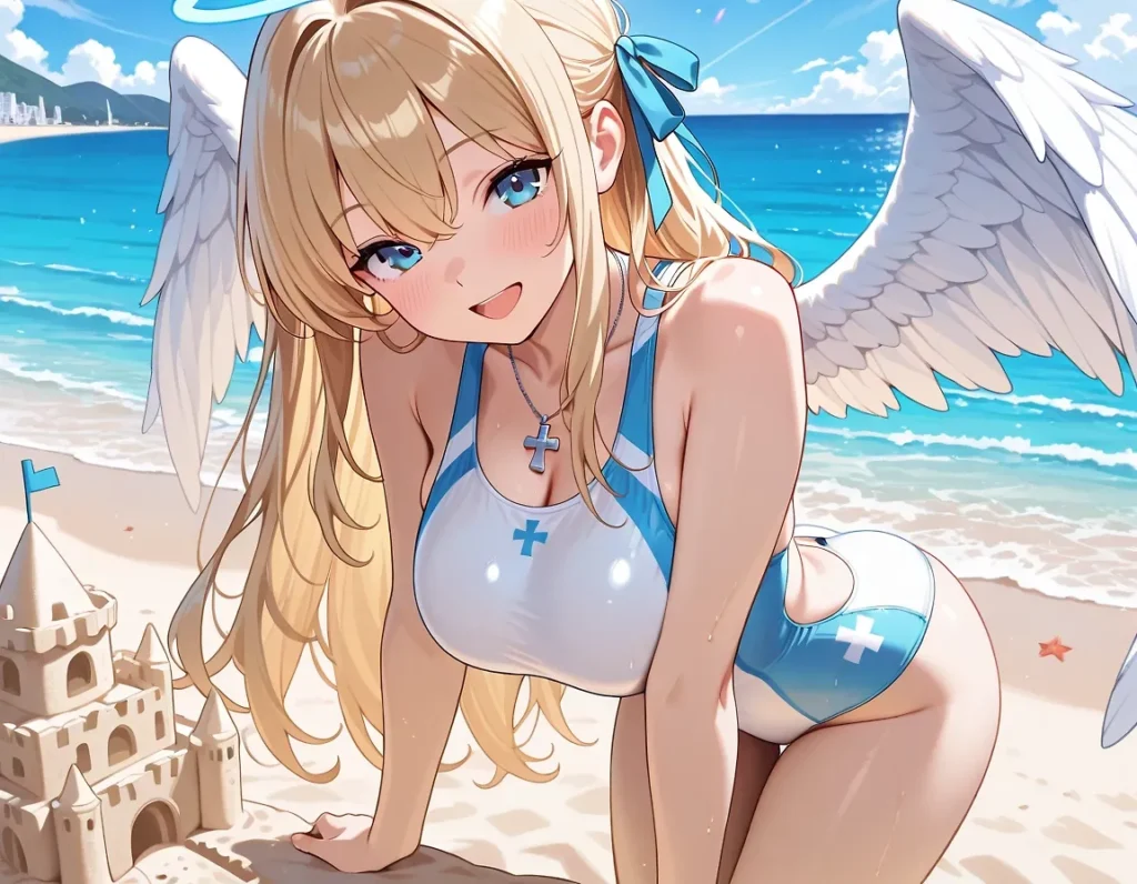 【二次】食い込みがセクシーな競泳水着・スクール水着30選【AI美少女】_05-1024x796